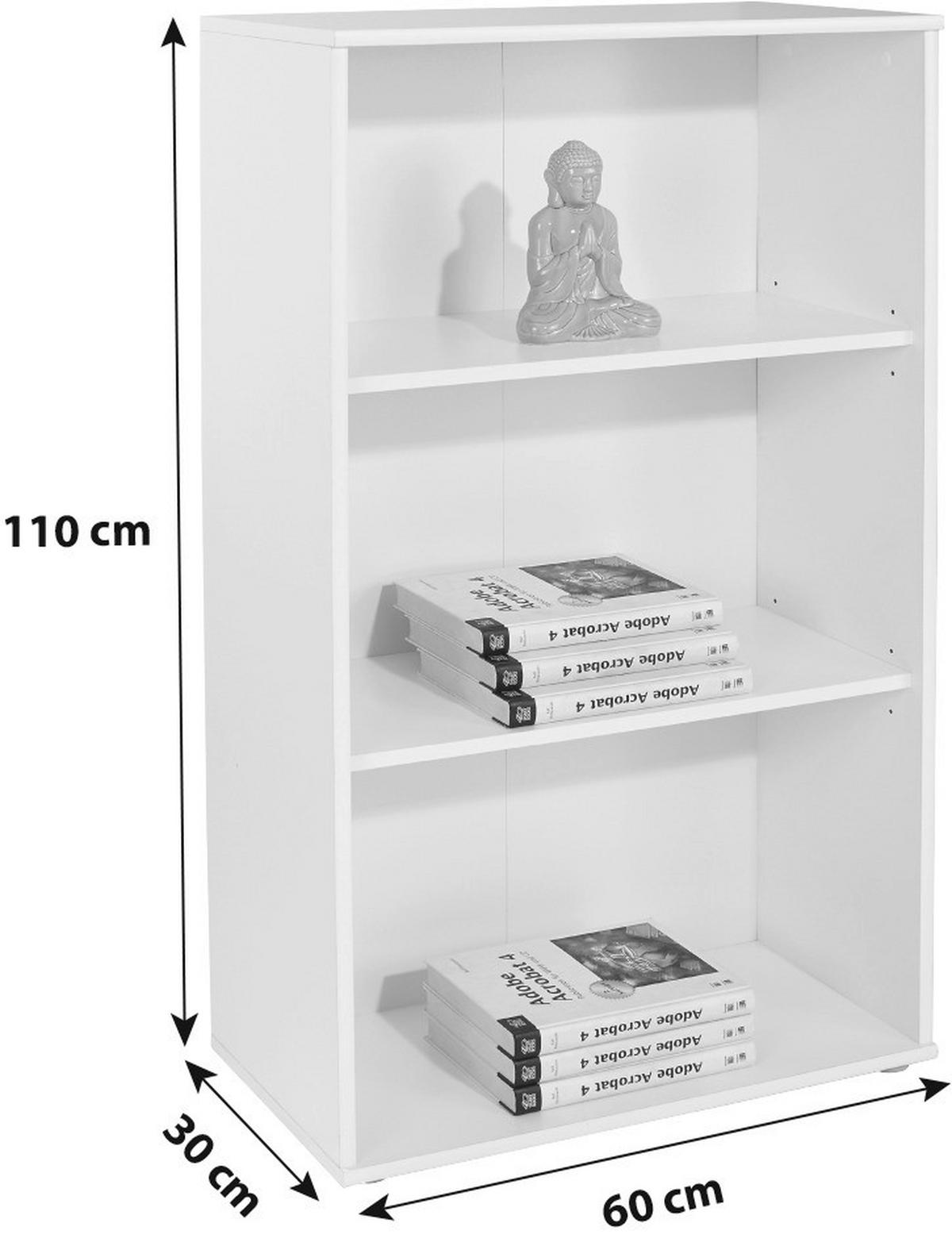 Polc Fehér 2 Polclappal Josef - fehér, Modern, faalapú anyag (60/110/30cm)