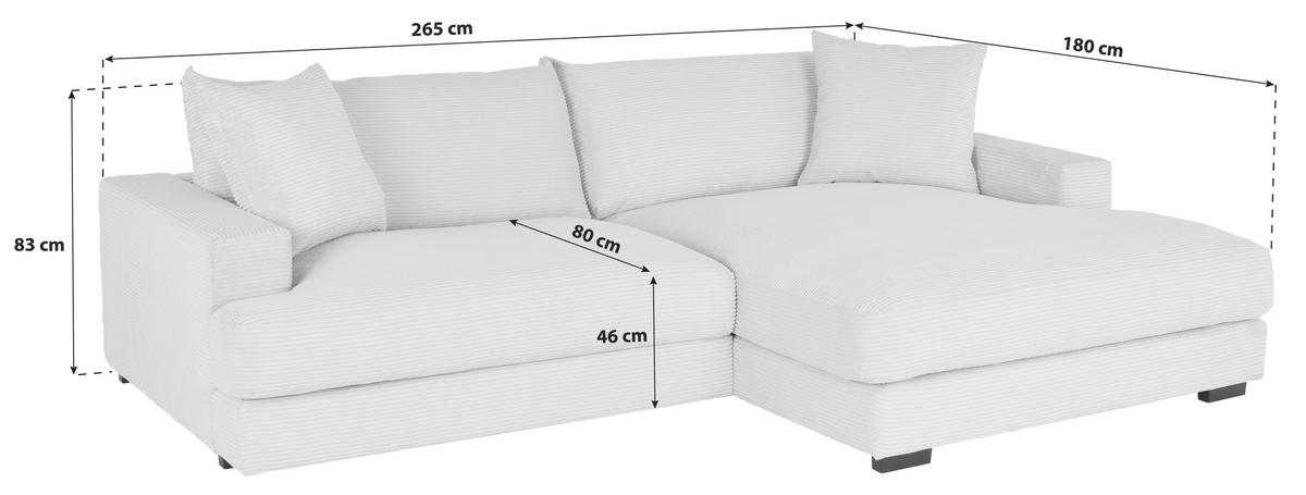 Kutna Garnitura Pelle - siva/crna, Moderno, tekstil (265/180cm) - Modern Living