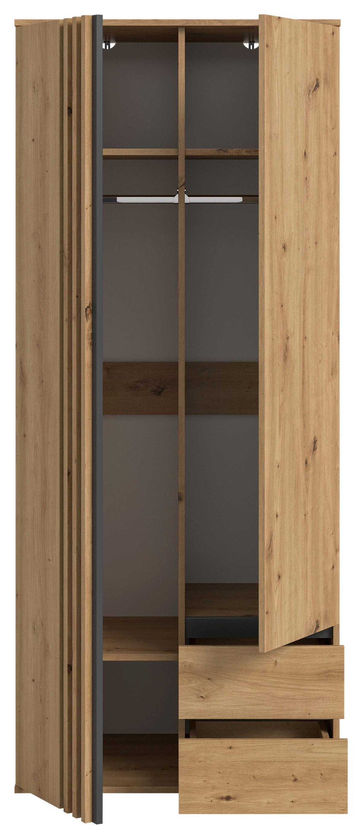 Drehtürenschrank TOFTA Eiche Artisan, Anthrazit - Anthrazit/Eiche Artisan, ROMANTIK / LANDHAUS, Holzwerkstoff (80/192/56cm) - Livetastic