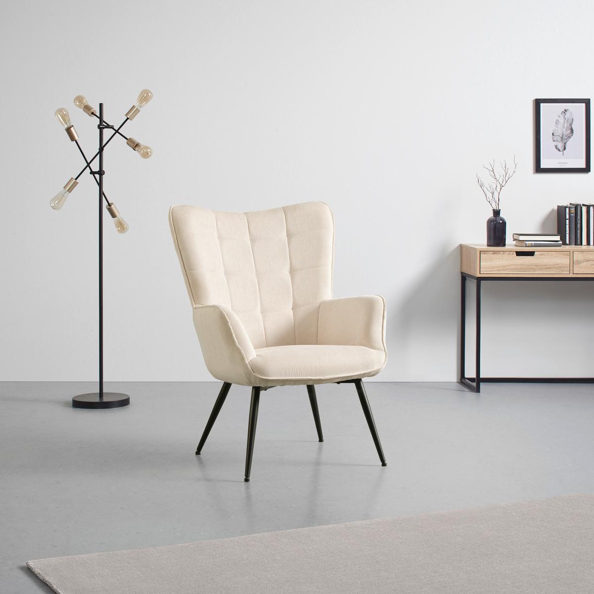 Sessel Gunvor Beige - Beige/Schwarz, MODERN, Holz/Textil (70/99/79cm) - Based