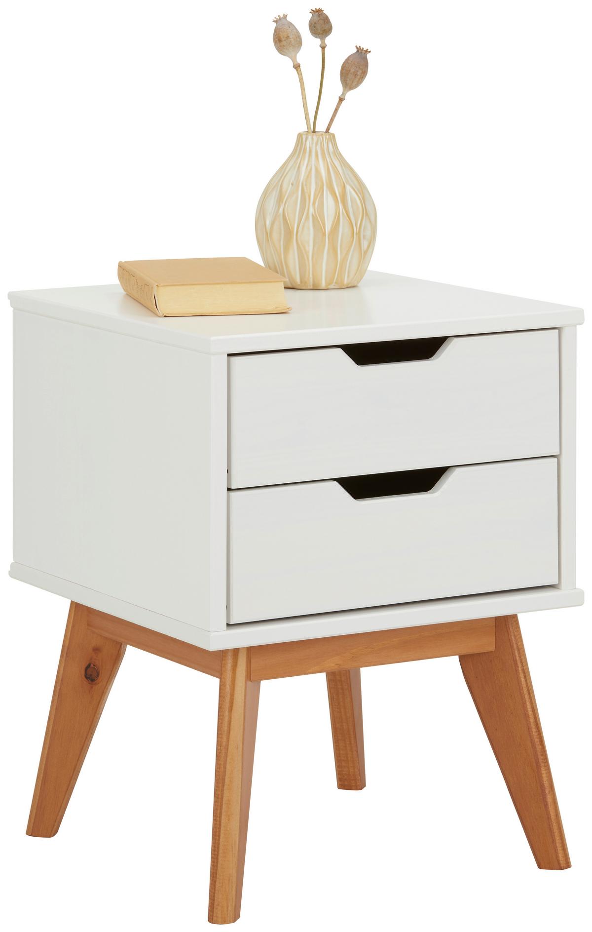 Nachtschrank Durham in Weiß/Kieferfarben - Weiß/Kieferfarben, Natur, Holz (40/52/40cm) - Mömax