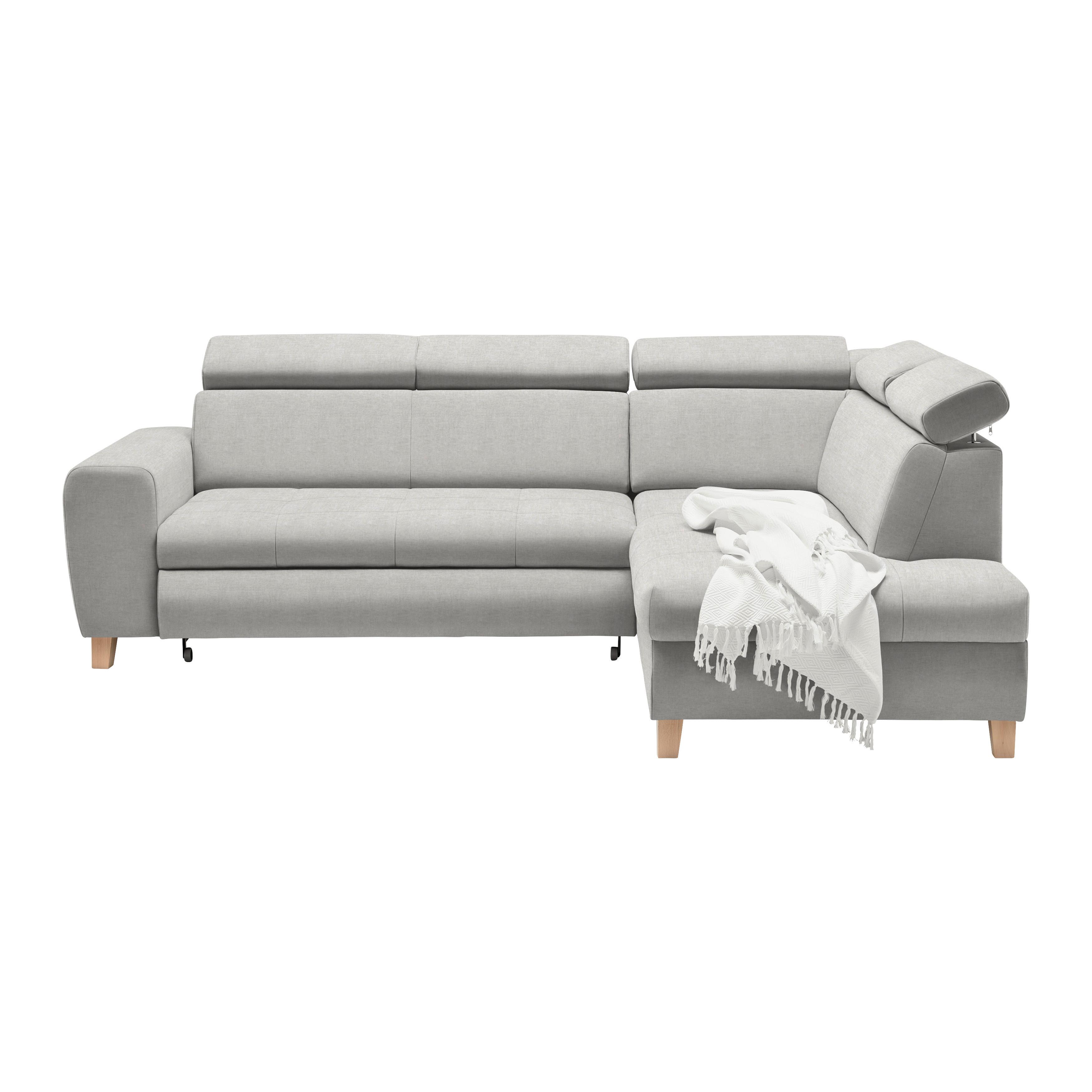 Ecksofa Lugo Hellgrau - Hellgrau, MODERN, Holz/Kunststoff (266/98/205cm) - Mömax