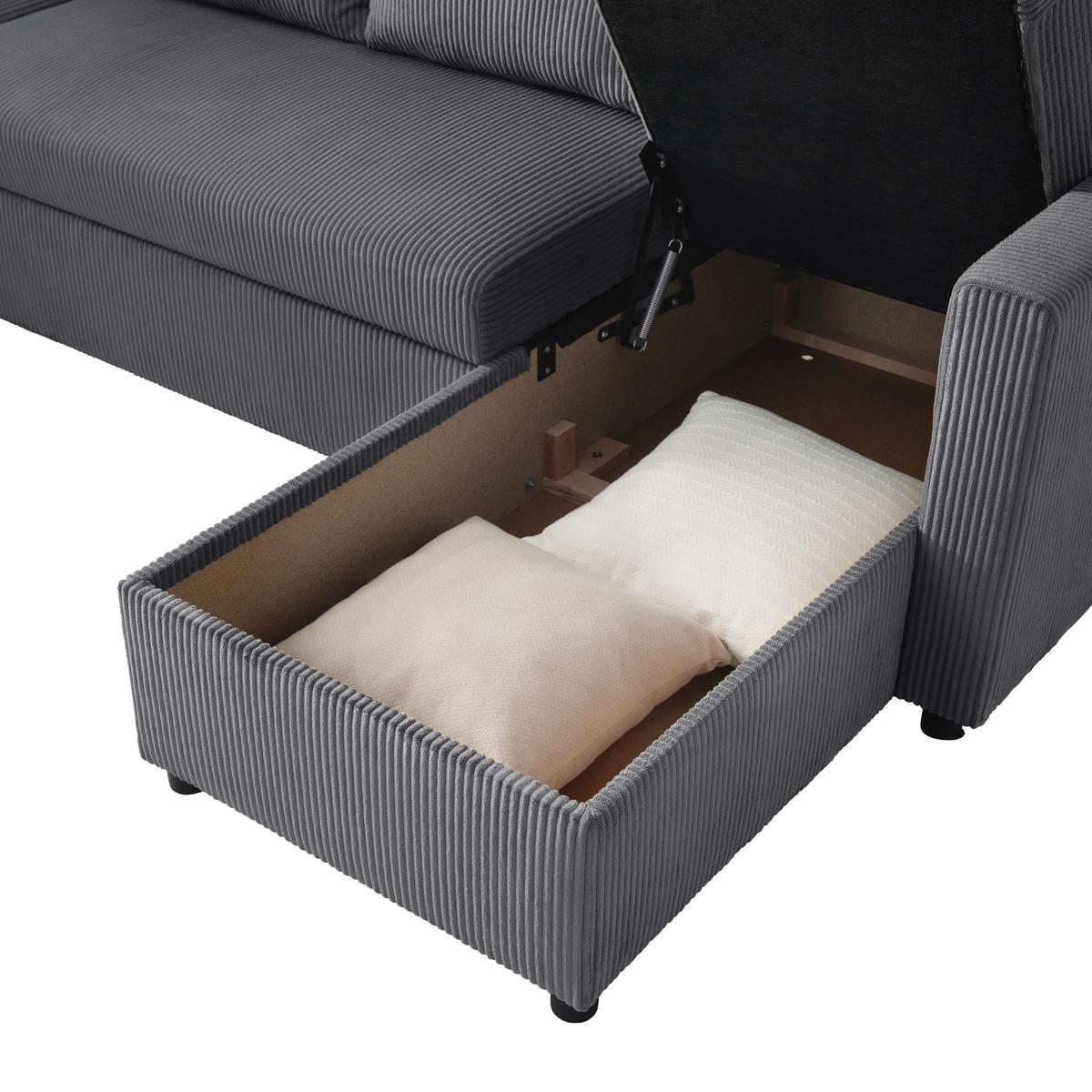 Sarokkanapé Martina - antracit, Modern, faalapú anyag/textil (204/89cm) - Mömax