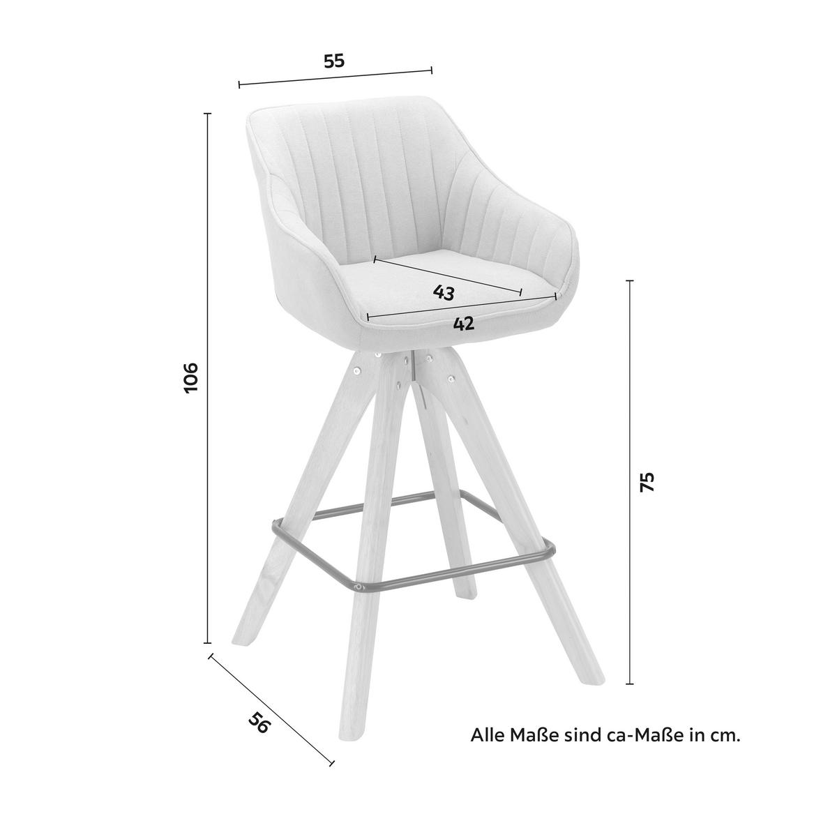 Barhocker Leonie Rosa Webstoff Drehbar Gepolstert - Eichefarben/Schwarz, MODERN, Holz/Textil (55/106/56cm) - Bessagi Home