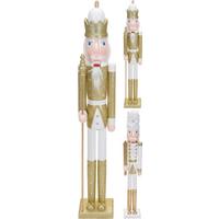 Diótörőfigura Nutracker - aranyszínű/fehér, fa (18/15,2/106cm)