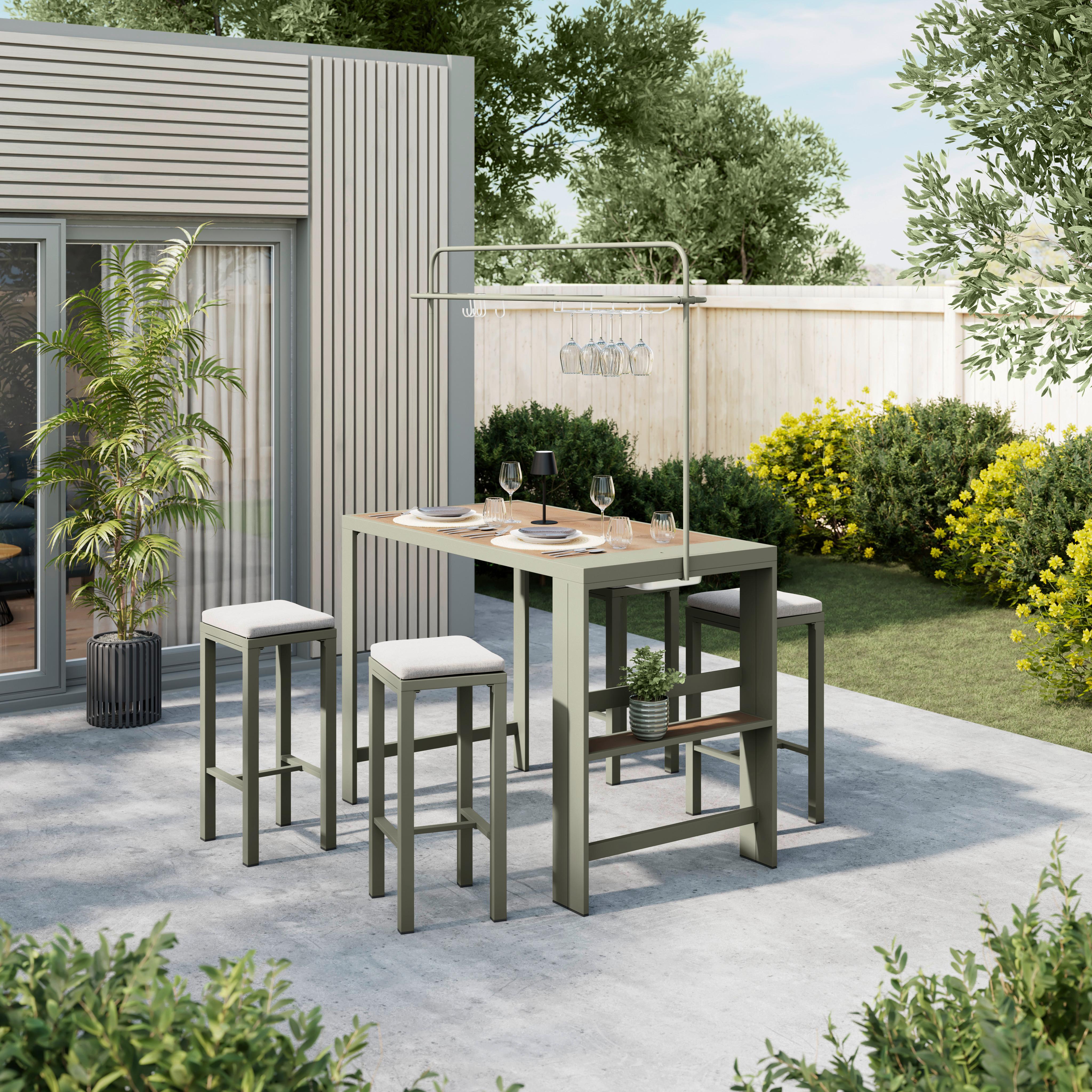 Gartenset Nelli Beige/Grün/Naturfarben - Beige/Naturfarben, MODERN, Kunststoff/Textil