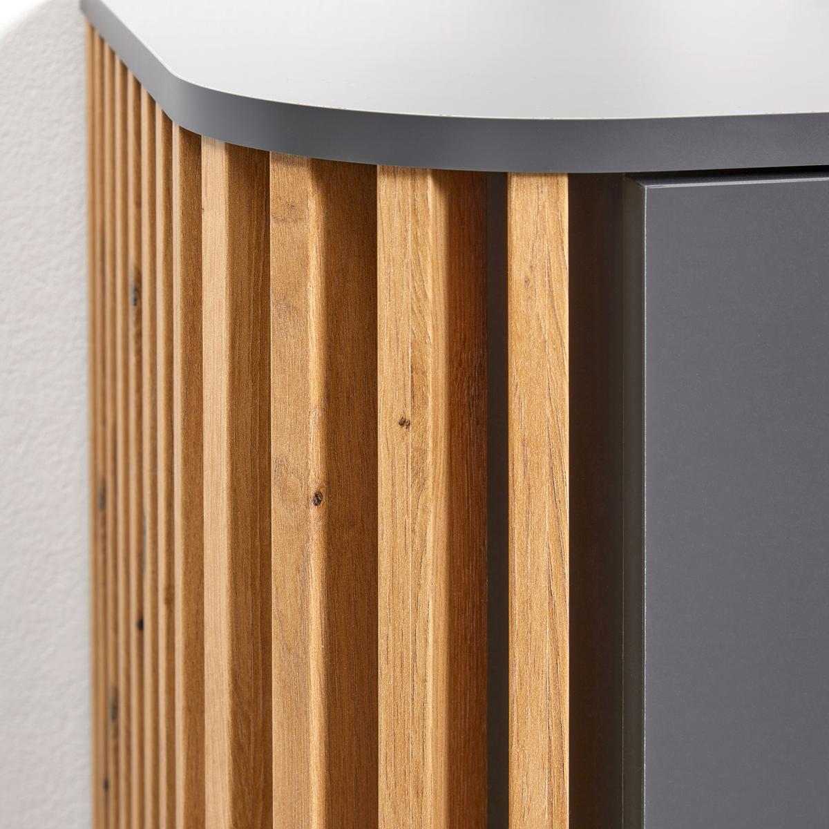 Sideboard in Grau/Naturfarben - Grau, Design, Holzwerkstoff/Kunststoff (138/88/40cm) - Premium Living