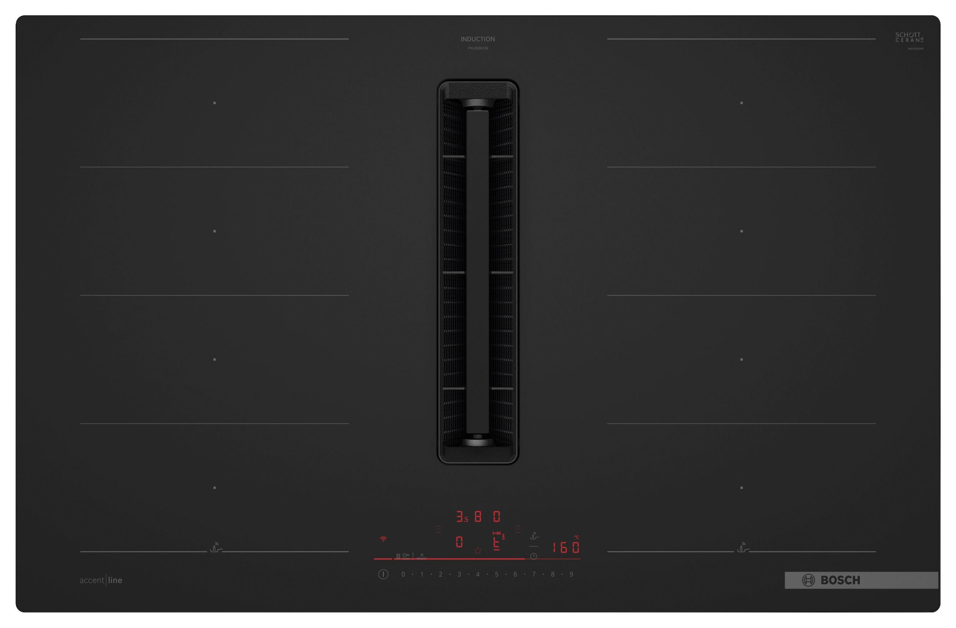 Kochfeld-Dunstabzug-Kombi PXL82BH26E - Alabasterfarben/Schwarz, MODERN, Glas (79,2/22,7/51,2cm) - Bosch