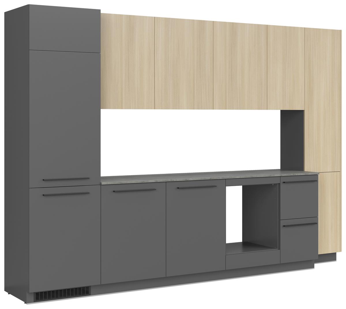 Bucatarie standard MILINO - culoare lemn stejar/grafit, Basics, material pe bază de lemn (330/230/60cm) - Visiona