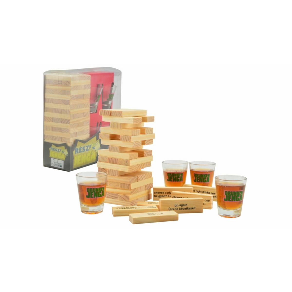 Társasjáték Részeg Jenga - Üveg/fa
