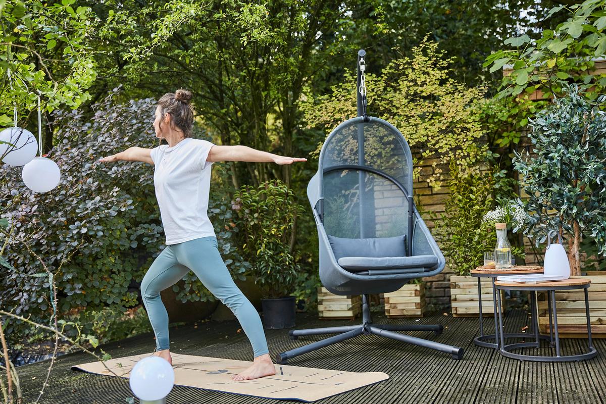 HÄNGESESSEL M90912 - Blau/Anthrazit, KONVENTIONELL, Kunststoff/Textil (123/195cm) - Siena Garden