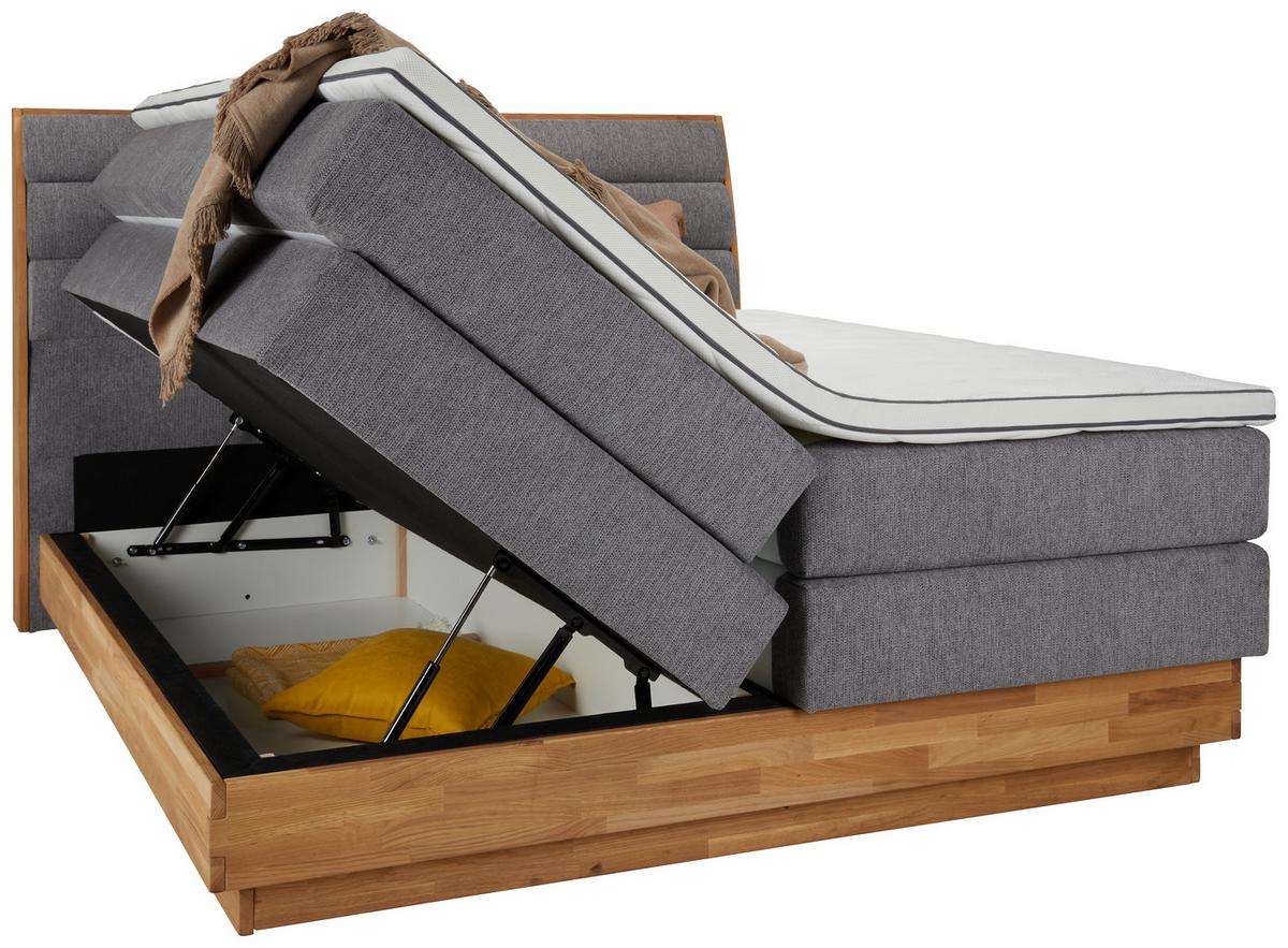 Boxspringbett Marissa in Grau ca. 160x200cm - Grau, KONVENTIONELL, Holz/Kunststoff (160/200cm) - Premium Living