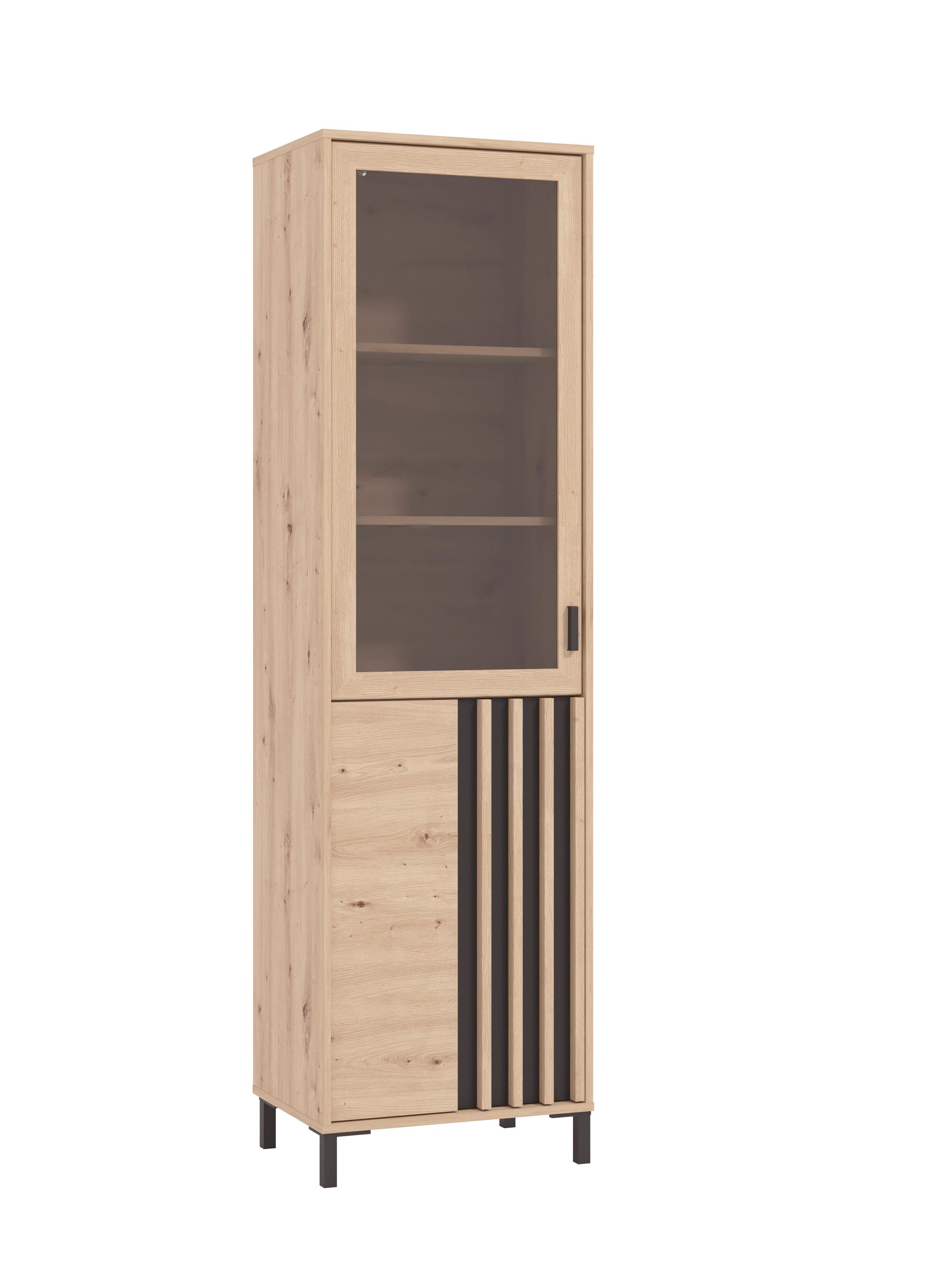 Vitrine Laval Schwarz/Eiche Artisan - Schwarz/Eiche Artisan, MODERN, Holzwerkstoff/Kunststoff (54/192/40cm) - P & B