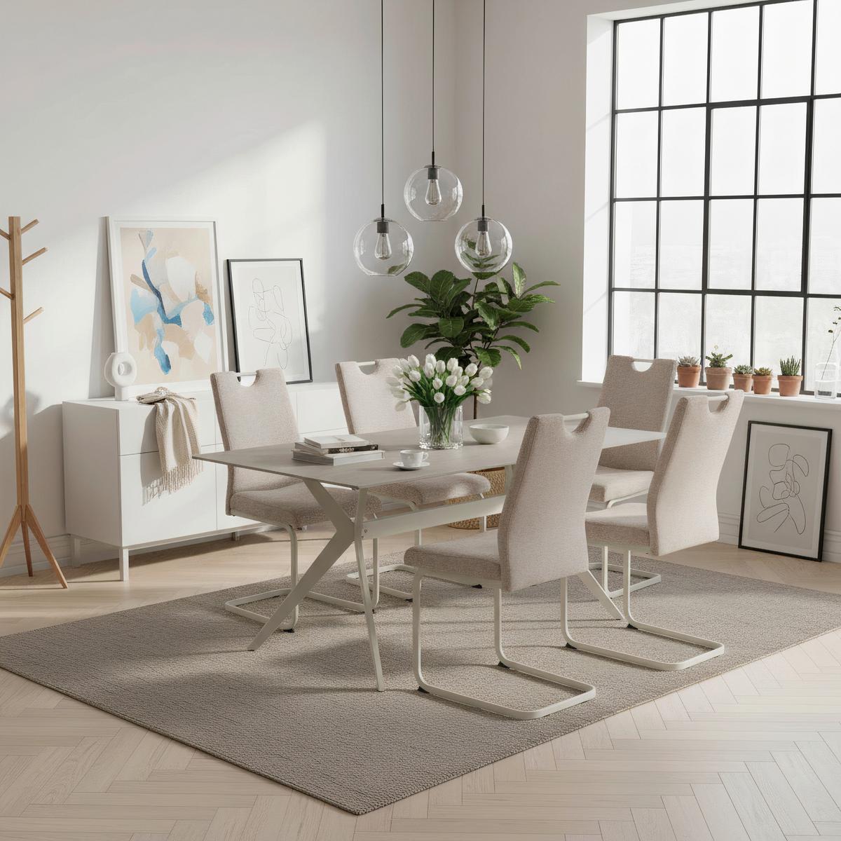 SCHWINGSTUHL-SET TIVOLI S 4ER-SET - Beige/Creme, MODERN, Textil/Metall (45/98/59cm) - MID.YOU