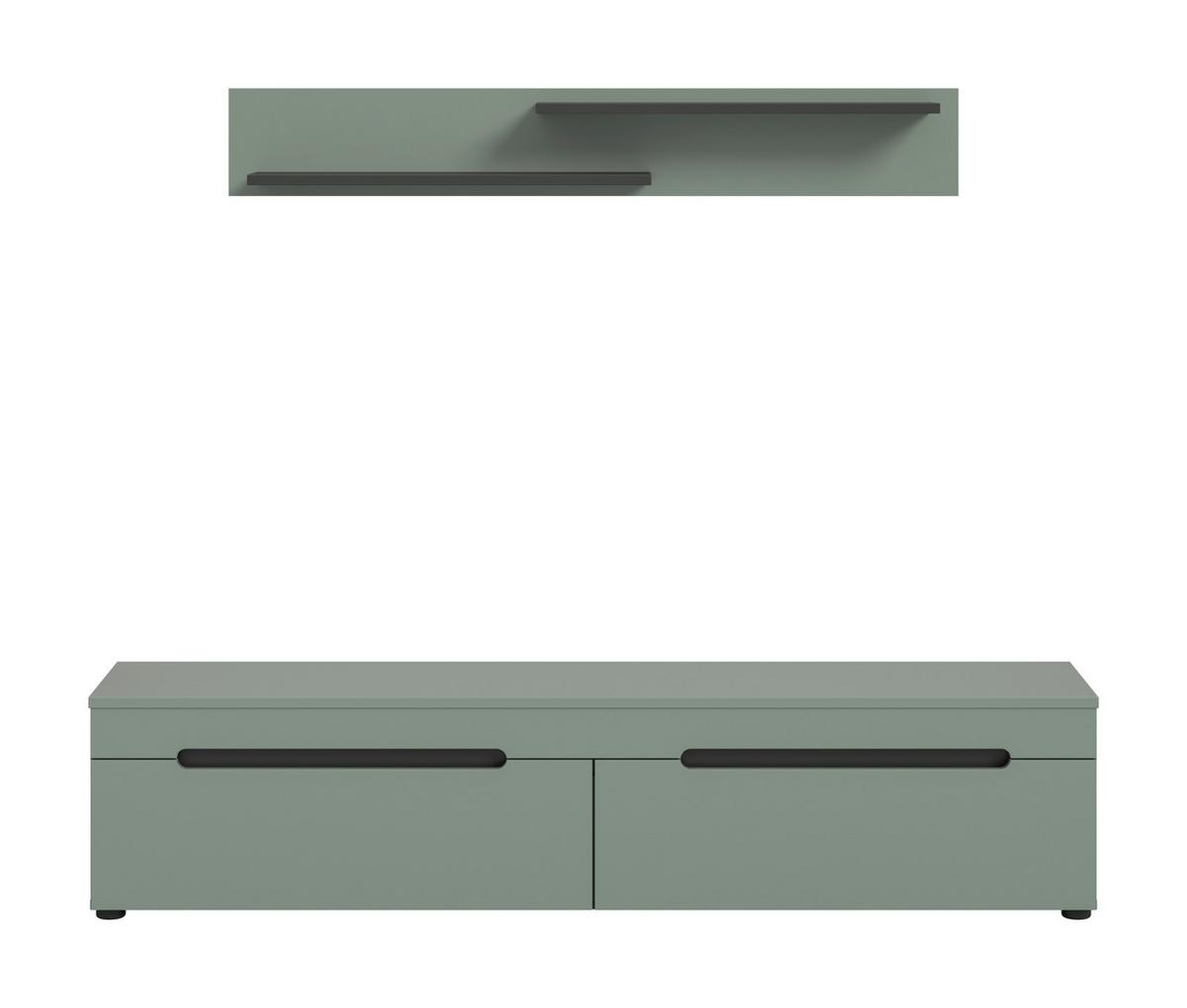 Dnevni Regal Canu, Sivozelena, 2-Delni - črna, Design, umetna masa/leseni material (170/38/33cm) - Livetastic