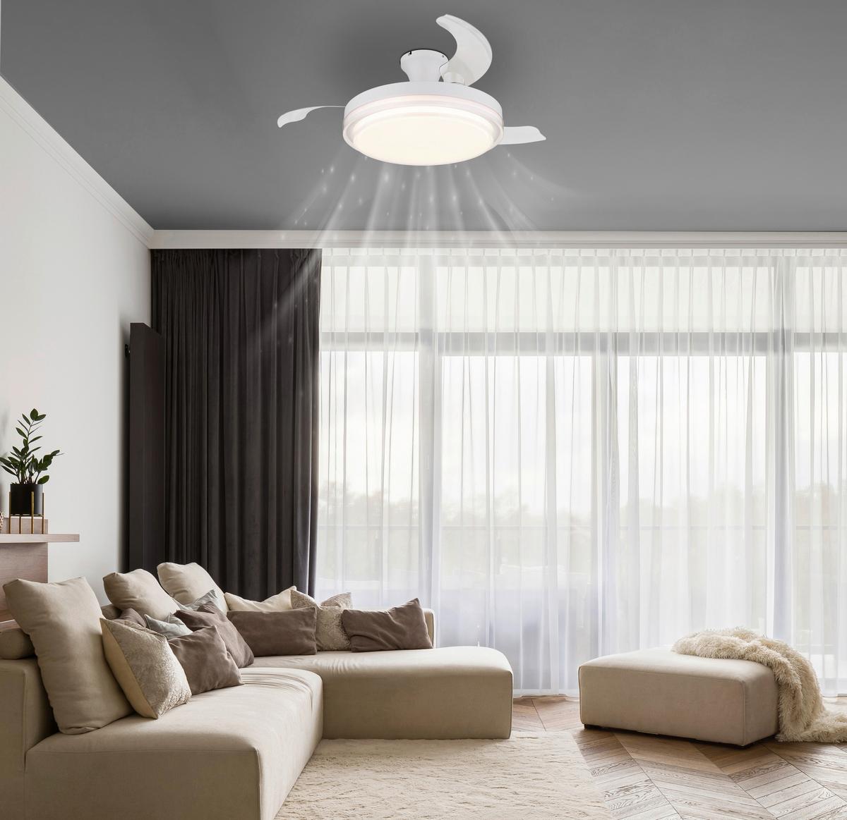 Stropni Ventilator Bijela Boja - bijela/prozirno, Konvencionalno, metal/plastika (106,6/27,5cm) - Globo