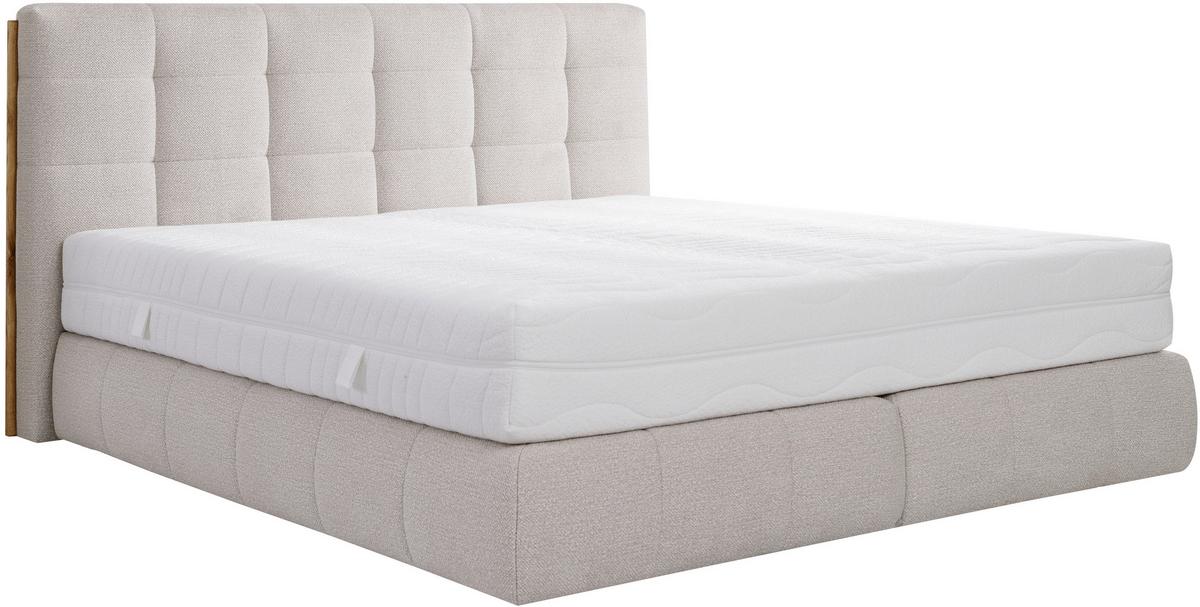 Boxspringbett Lavenito Weiß ca. 160x200cm - Schwarz/Weiß, KONVENTIONELL, Textil (160/200cm) - Premium Living