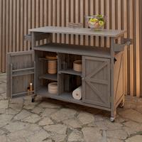 Gartenschrank Jada Grau aus Echtholz - Grau, MODERN, Holz/Metall (128/47/92cm) - Bessagi Garden