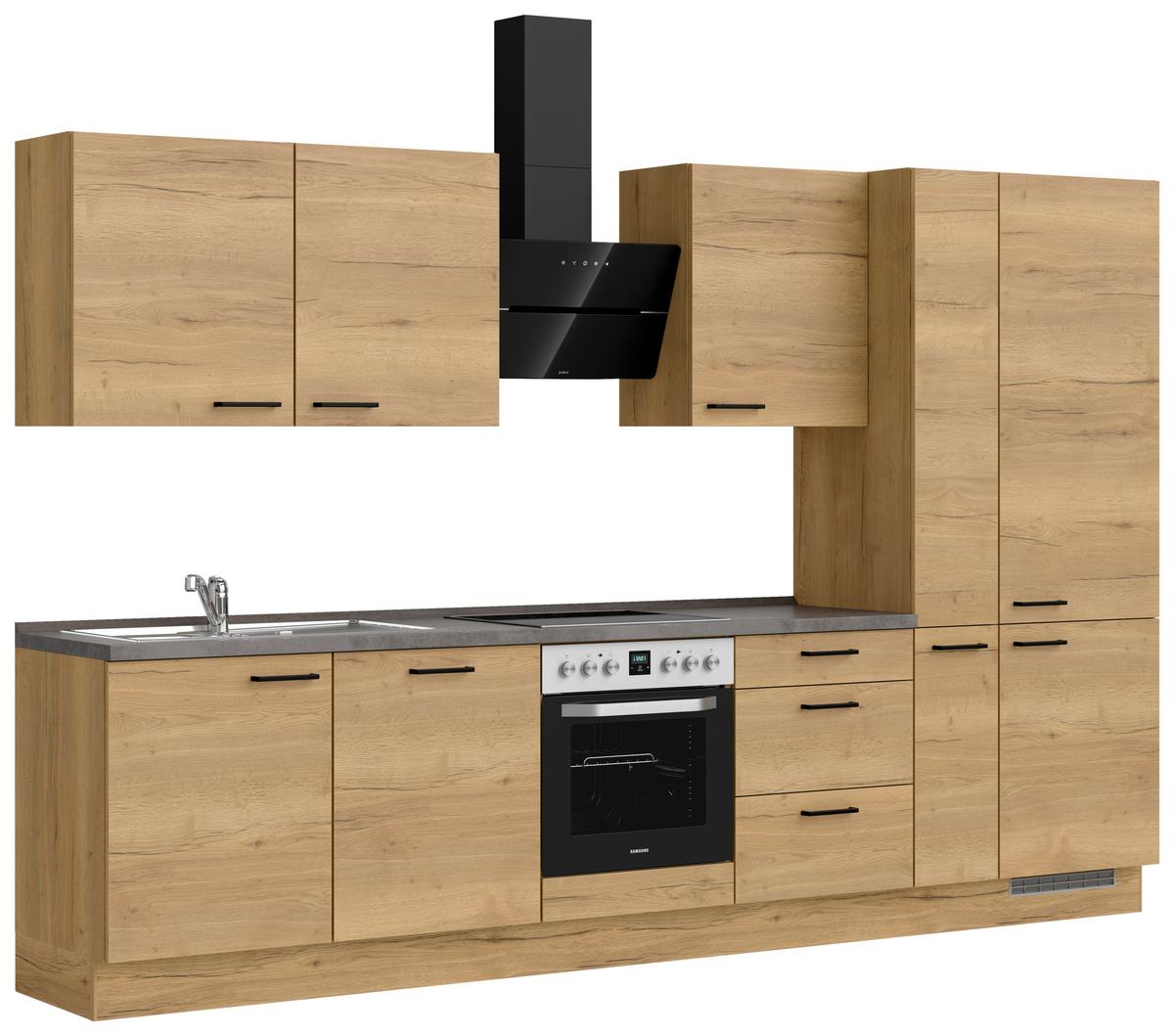 Küchenleerblock Structura High o. Geräte Eiche - Schieferfarben/Eichefarben, MODERN, Holzwerkstoff/Metall (330cm) - Nobilia