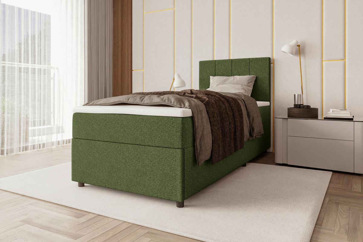 Boxbett Odin Dunkelgrün ca. 90x200cm - Dunkelgrün/Schwarz, KONVENTIONELL, Kunststoff/Textil (90/200cm) - Based