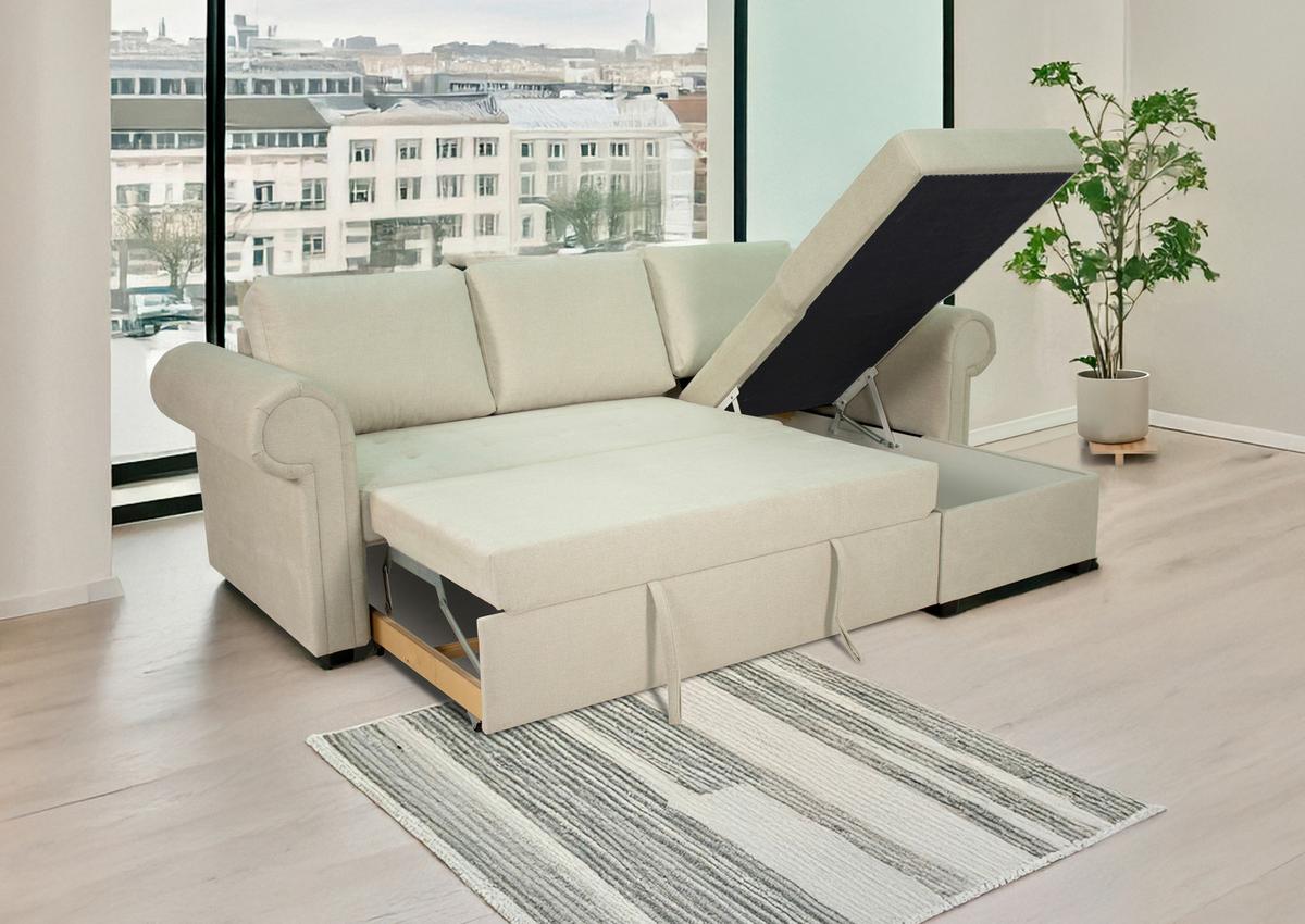 Kutna Garnitura Oslo - krem, Romantično / ladanjski, tekstil (260/85/155cm) - Modern Living
