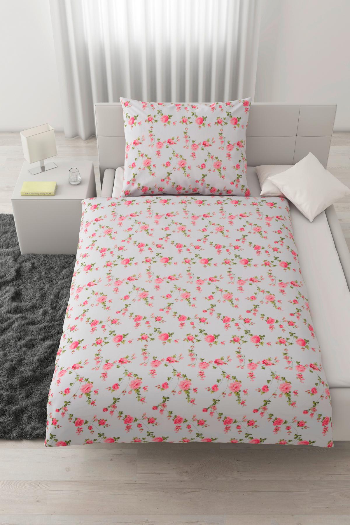 Posteljnina Flora - bela, Romantika, tekstil (140/200cm) - Modern Living