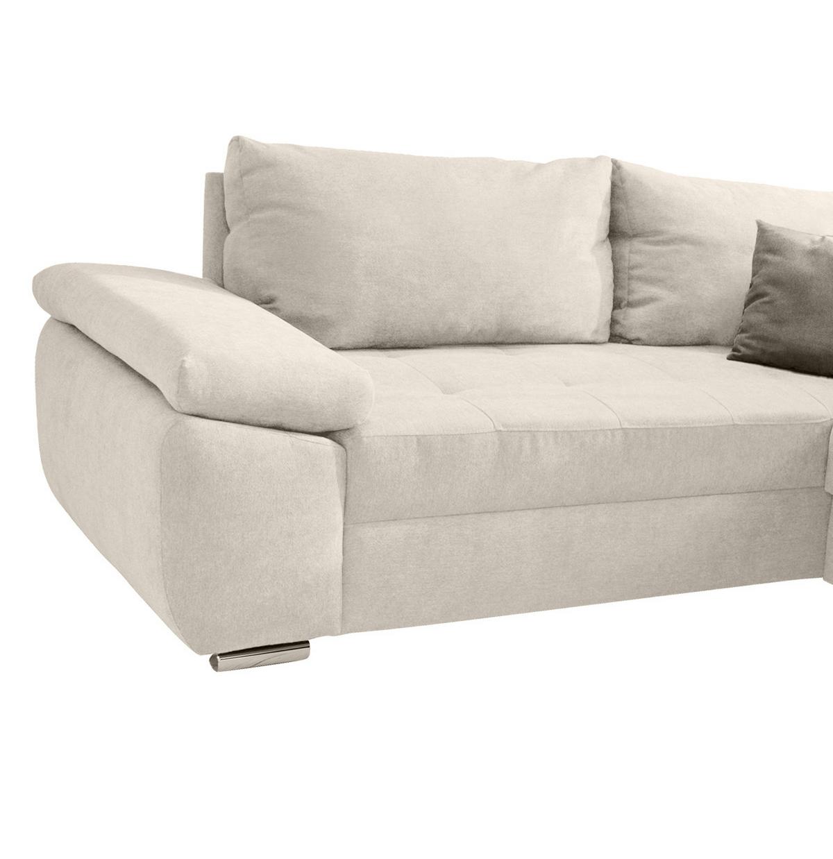 Sedežna Garnitura Terana, Krem, Ležišče, Predal - barve kroma/krem barve, Konvencionalno, tekstil (219/305/157cm) - Livetastic