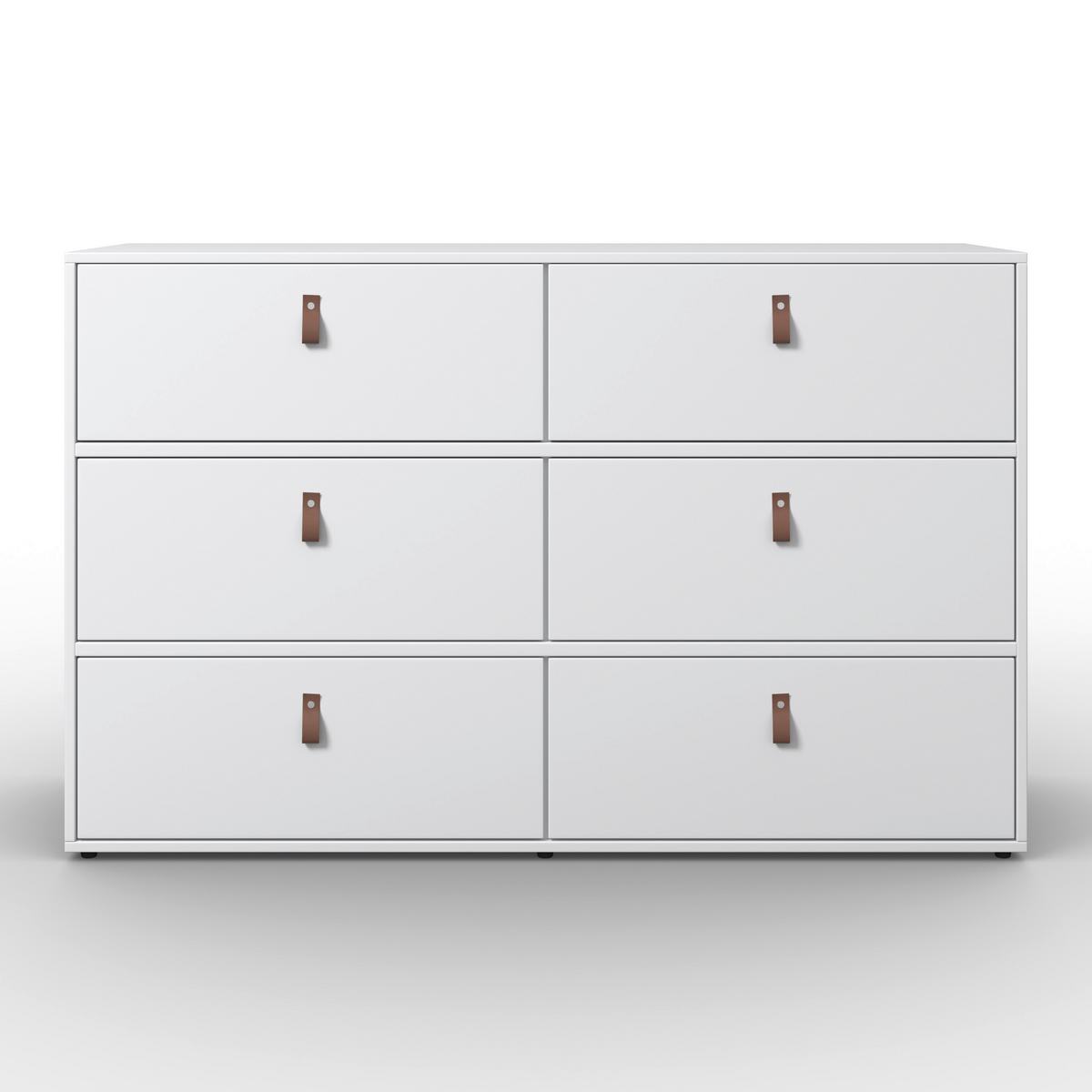 Kommode Mick Weiß MDF - Schwarz/Braun, MODERN, Kunststoff/Textil (120/75/40cm) - Bessagi Home
