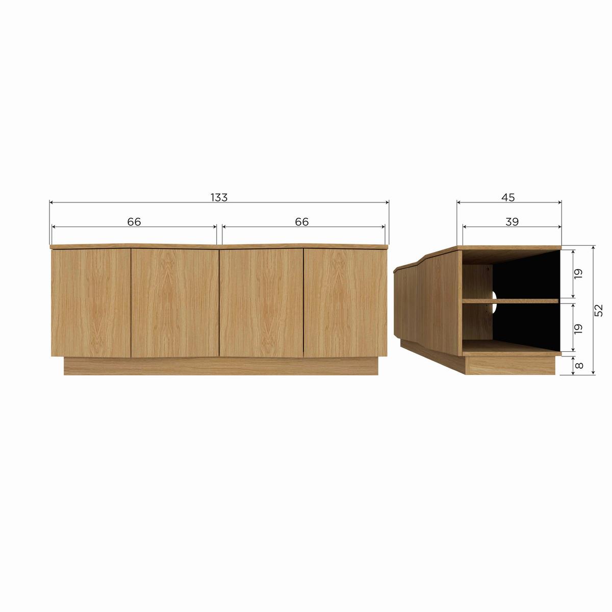Lowboard Zuma Eichefarben - Eichefarben, Design, Holz (133/52/45cm) - Livetastic