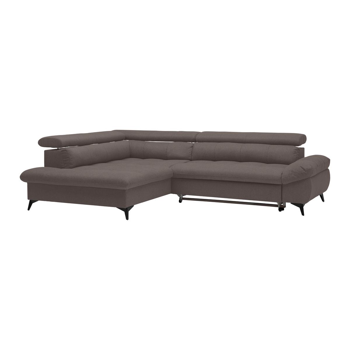 Wohnlandschaft Alberto Graphitfarben - Graphitfarben/Schwarz, MODERN, Textil/Metall (296/78/201cm) - Mömax