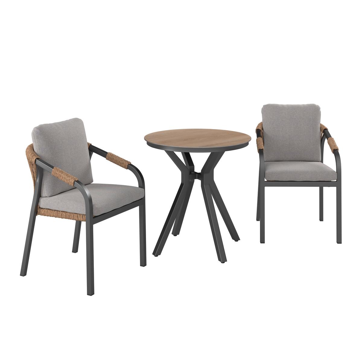 Balkonski Set Justin - siva/tamno siva, Moderno, tekstil/metal (70/74/70cm) - Mömax