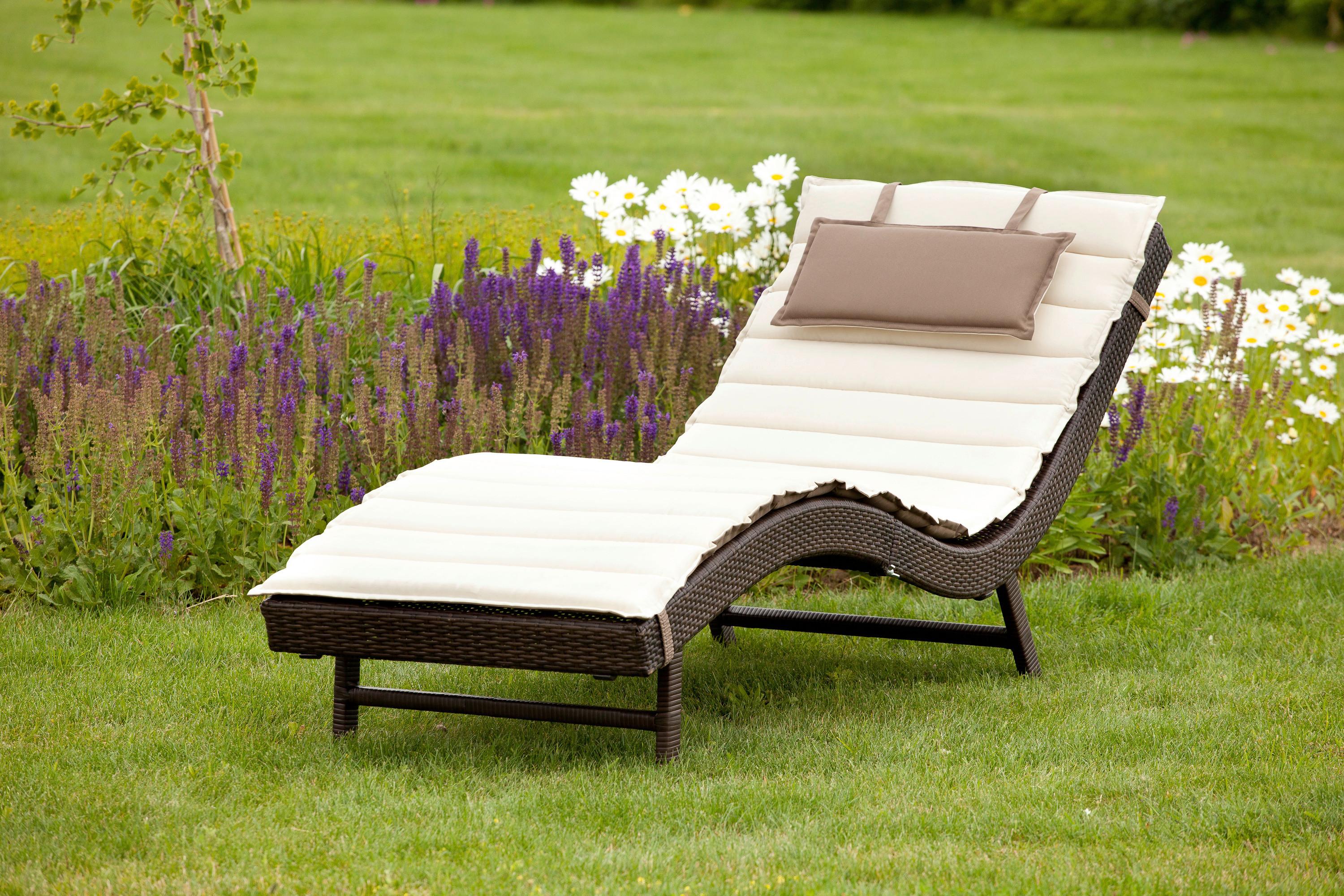 Vrtni Ležalnik Piacenza, Rjava - rjavosiva/bež, Moderno, kovina/umetna masa (188/75/66cm) - Gardenson