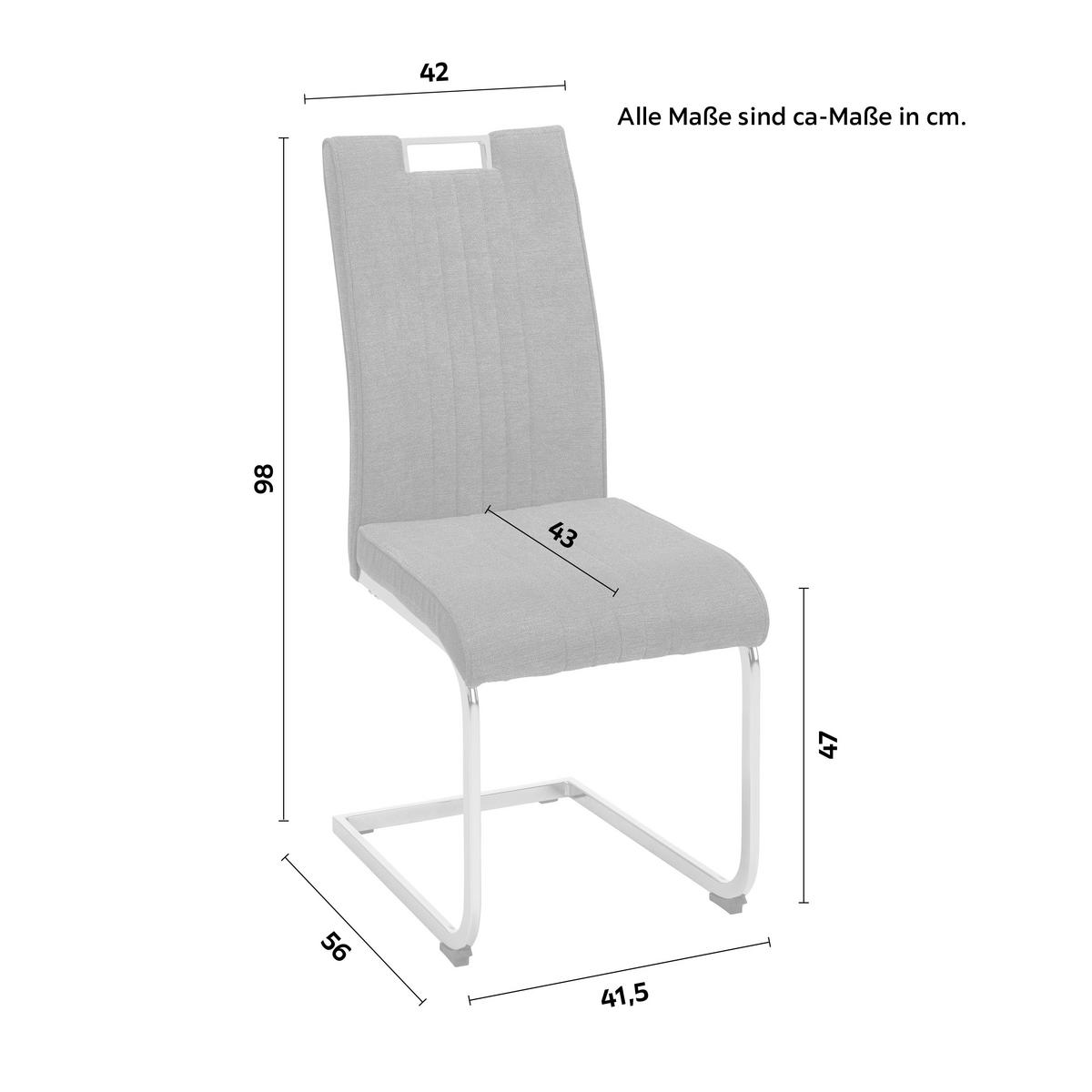 Scaun Katja - culoare crom/gri, Modern, metal/textil (42/98/56cm) - Mömax