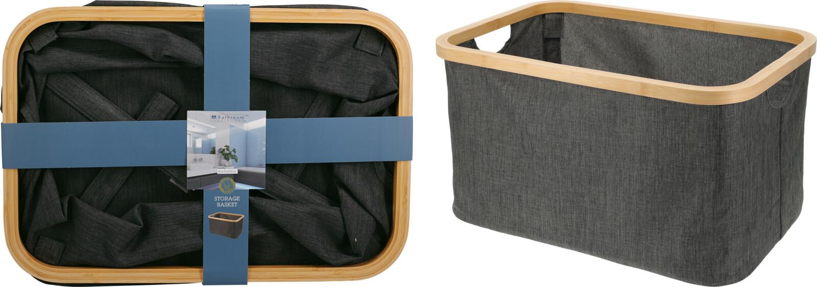 Tárolókosár Ralf - fekete, textil (45/30/24,5cm)