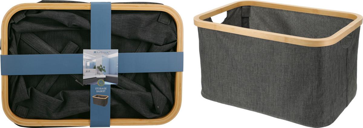 Tárolókosár Ralf - fekete, textil (45/30/24,5cm)