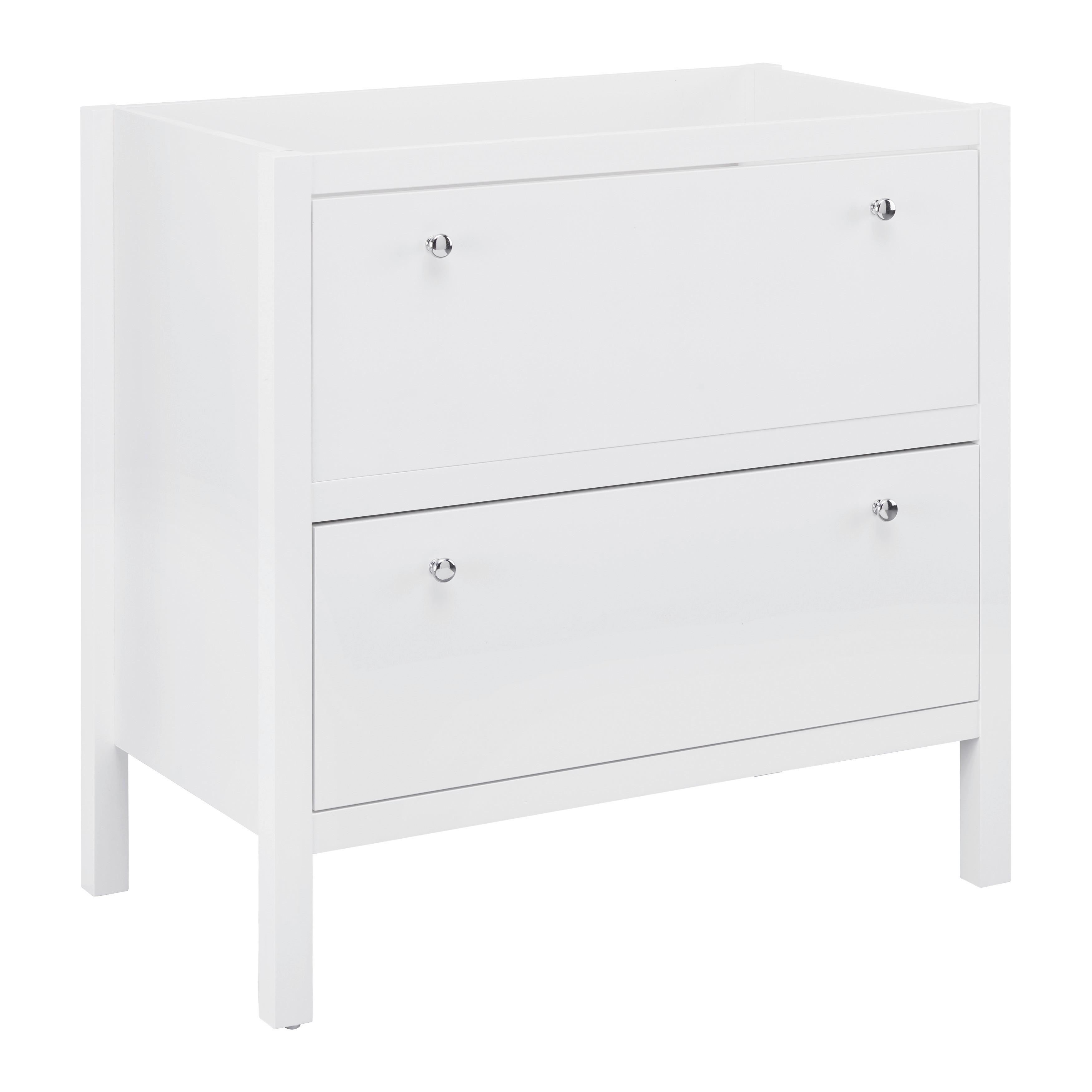 Waschbeckenunterschrank Ginevra Weiß ca. 80x80x46 cm - Silberfarben/Weiß, MODERN, Metall (80/80/46cm) - Bessagi Home