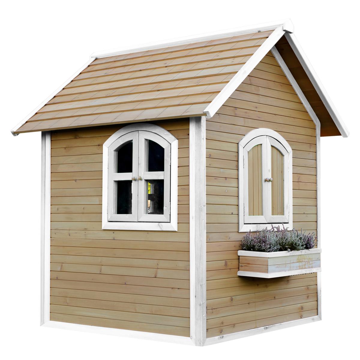 Spielhaus Julia aus Zedernholz - Braun/Weiß, Basics (137/175/151cm) - Ambia Garden