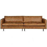 3-Sitzer Sofa Rodeo Classic Cognac B: 275cm - Cognac/Schwarz, Design, Leder/Metall (275/83/88cm) - Livetastic