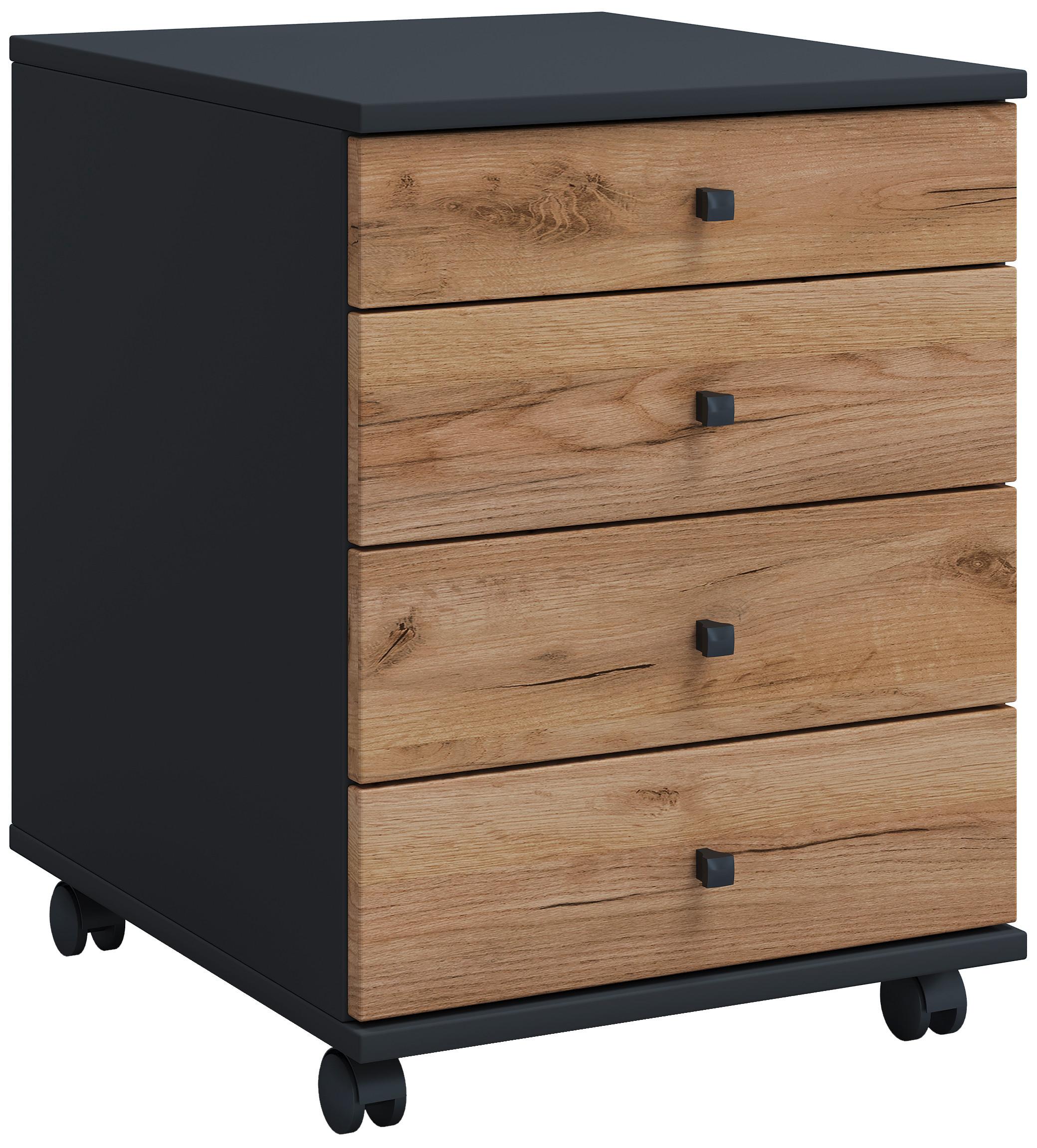 ROLLCONTAINER LONA MINI - Honigeiche/Anthrazit, Design, Holzwerkstoff/Kunststoff (42/57/50cm) - MID.YOU