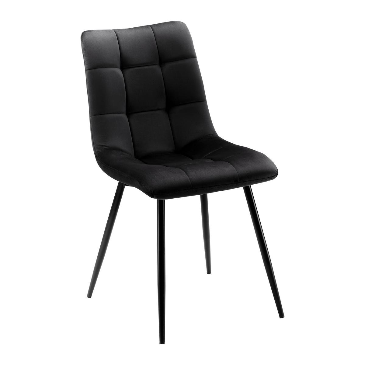 Stuhl Suri Schwarz Samt Gepolstert - Schwarz, MODERN, Holz/Textil (46/87/59cm) - Bessagi Home