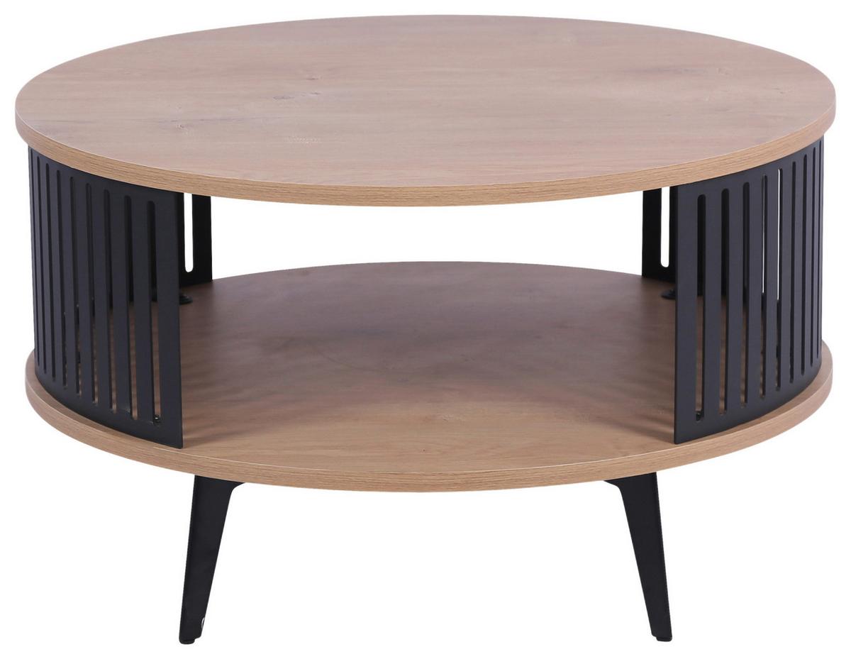 Klubska Miza Santiago, Barva Hrasta - črna/barve hrasta, Moderno, kovina/leseni material (75/44/75cm)