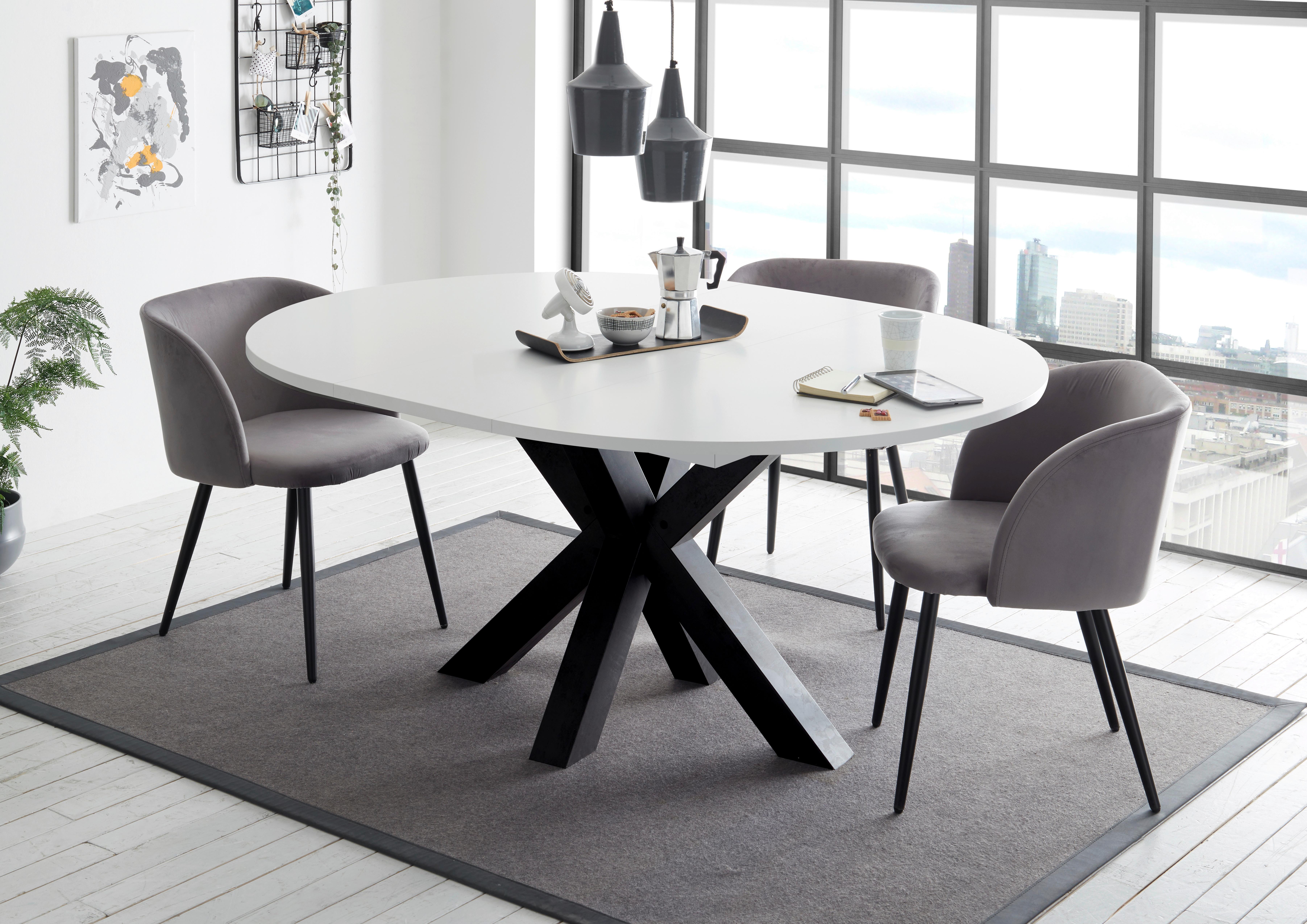 Ausziehtisch Molo in Schwarz/Weiß - Schwarz/Weiß, MODERN, Holzwerkstoff (110-150/78/110cm) - ecoTree
