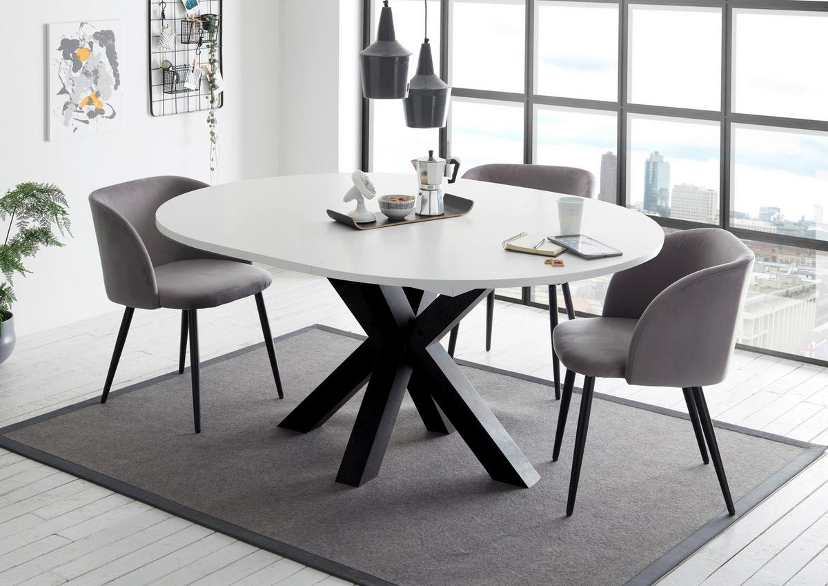 Ausziehtisch in Schwarz/Weiß - Schwarz/Weiß, MODERN, Holzwerkstoff (110-150/78/110cm) - ecoTree