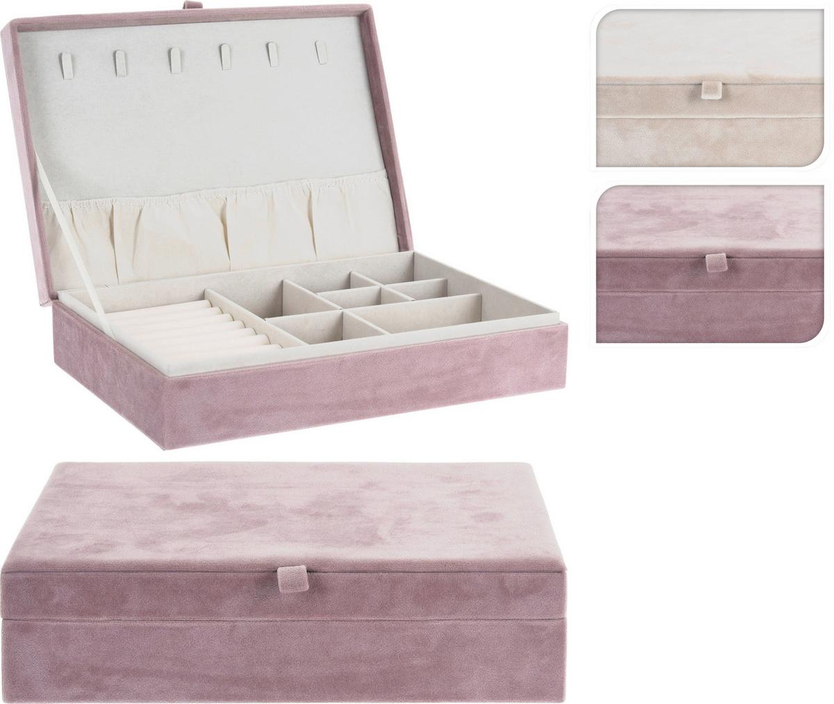 Ékszeres Doboz Velvet - bézs/fáradtrózsaszín, textil/fa (25/16/7cm) - 24Bottles
