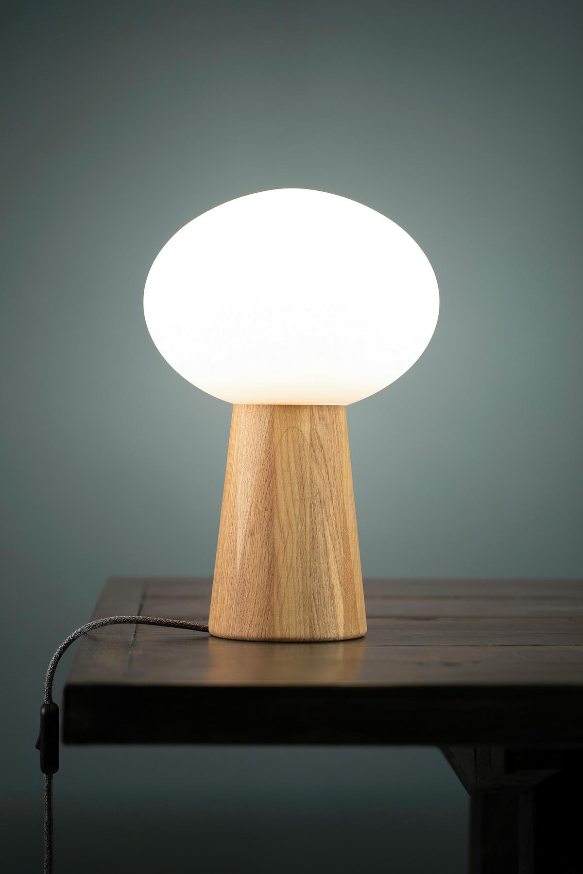 Tischleuchte Pater Table Eichefarben/Weiß max. 40 Watt - Eichefarben, Basics, Glas/Holz (25/25/37cm) - Markslöjd
