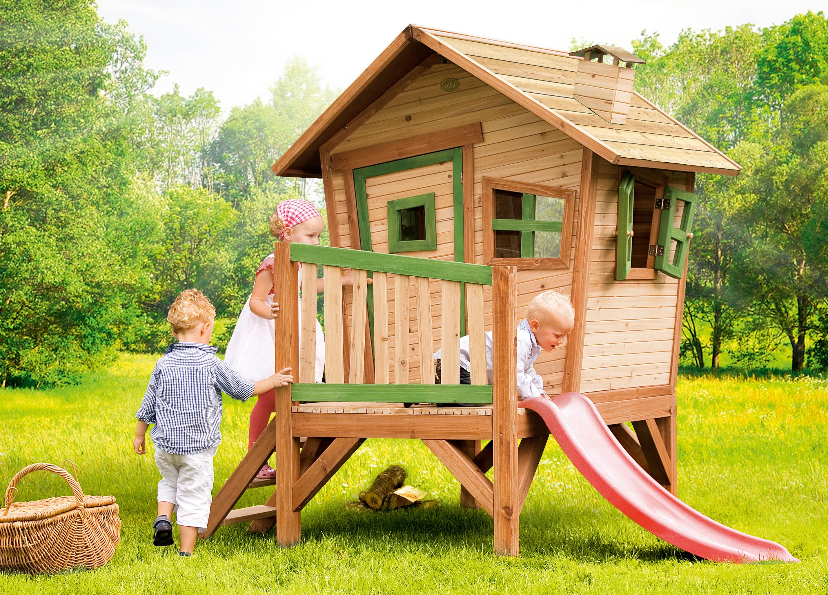 Spielhaus Axi Robin aus Zedernholz - Rot/Braun, Trend, Holz (262/203/157cm) - Ambia Garden