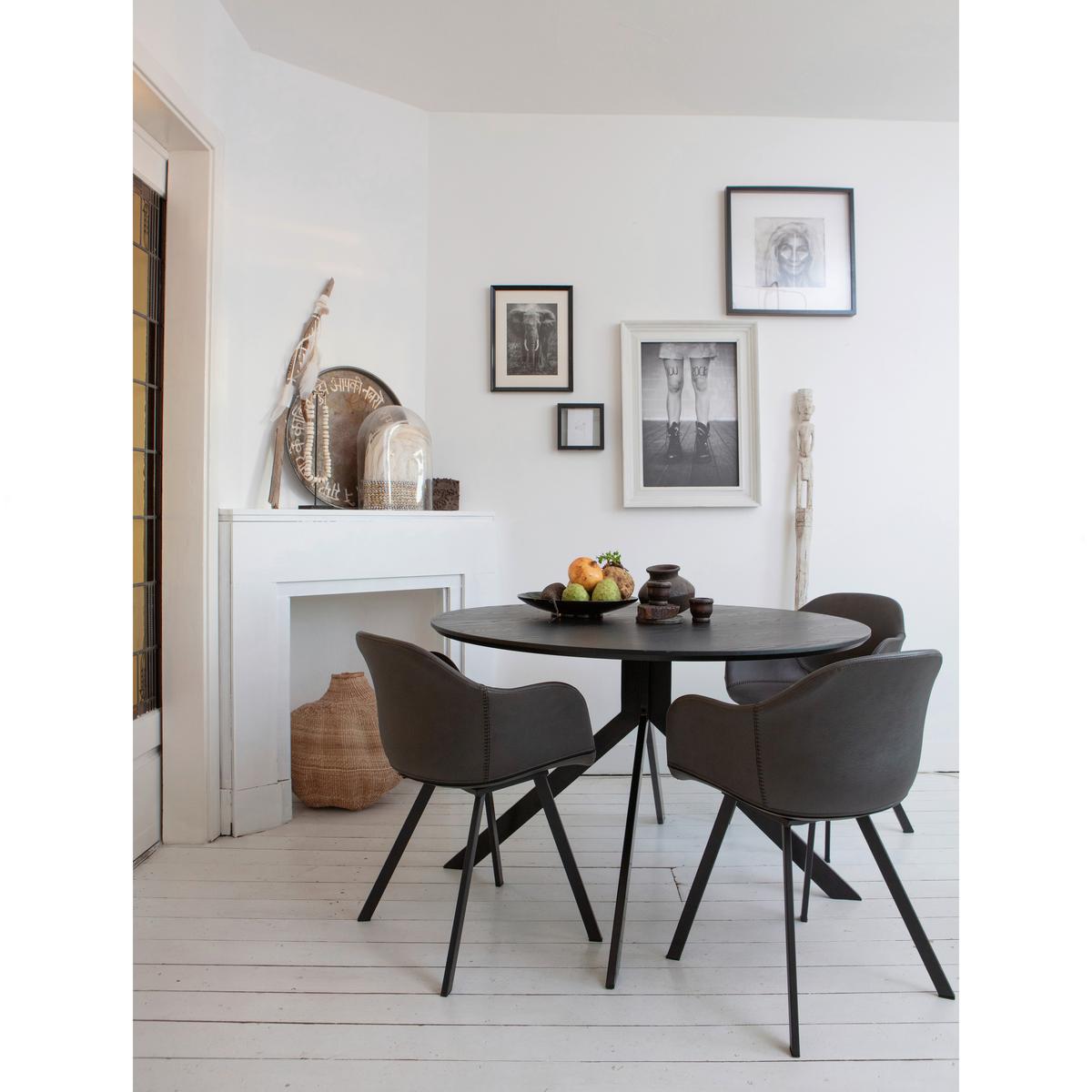 Esstisch Bruno Schwarz L: 120 cm - Schwarz, Design, Holzwerkstoff/Metall (120/120/75cm) - Livetastic