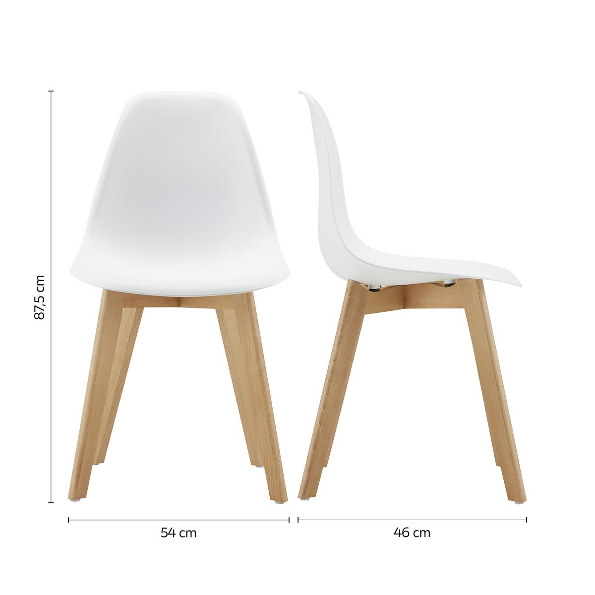 Stuhl Frieda Weiß Kunststoff Echtholz Beine - Buchefarben/Weiß, MODERN, Holz/Kunststoff (54/87,5/46cm) - Bessagi Home