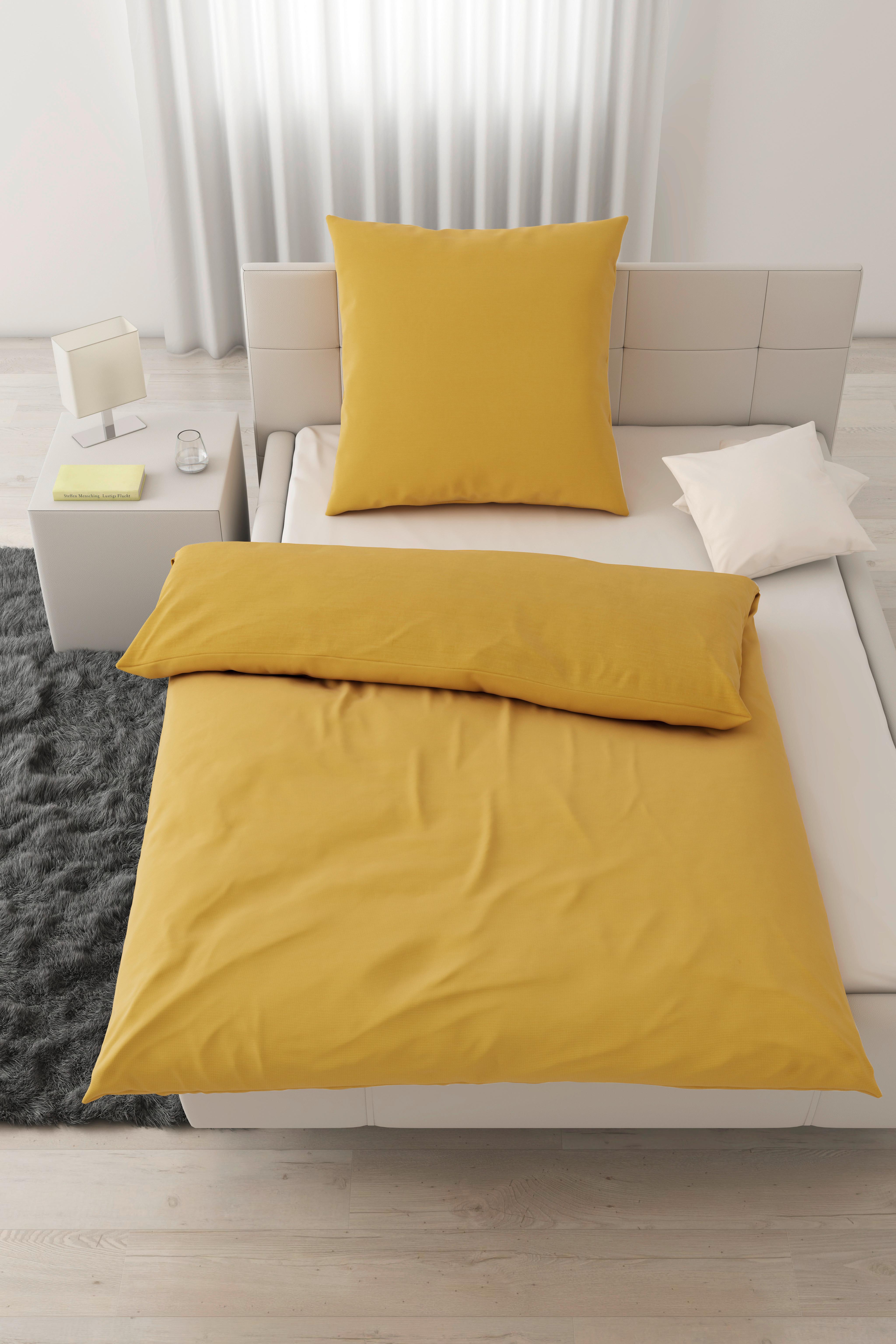 Bettwäsche Waffel in Gelb ca. 135x200cm - Gelb, MODERN, Textil (135/200cm) - Modern Living