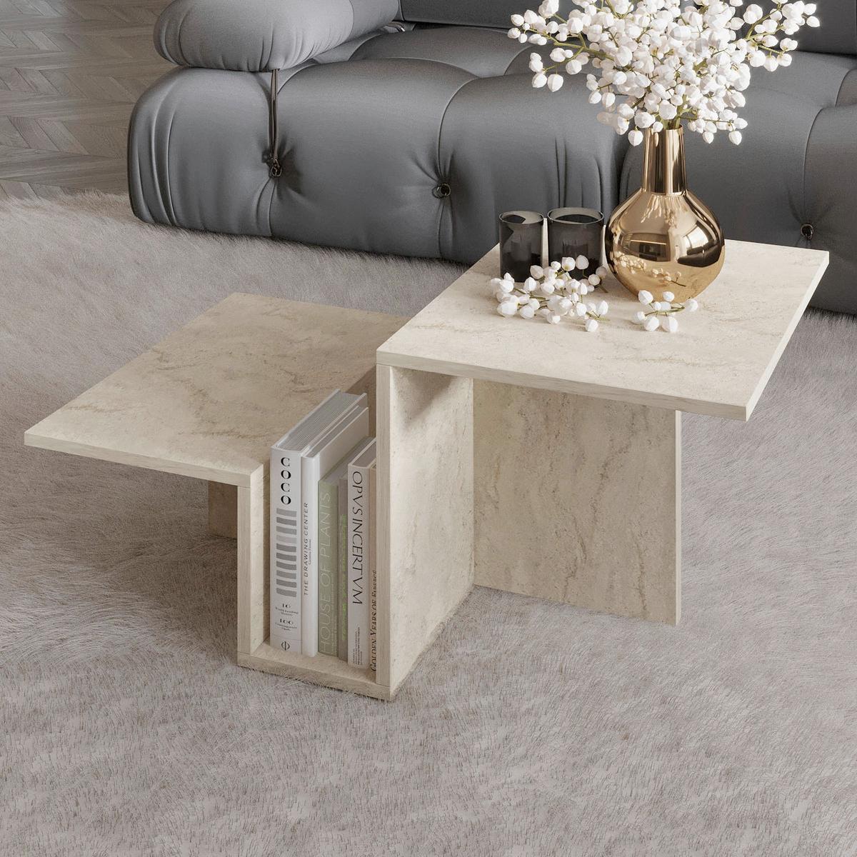 Couchtisch Relinda Couchtisch - Beige, Design, Holzwerkstoff (90/45/50cm) - Livetastic